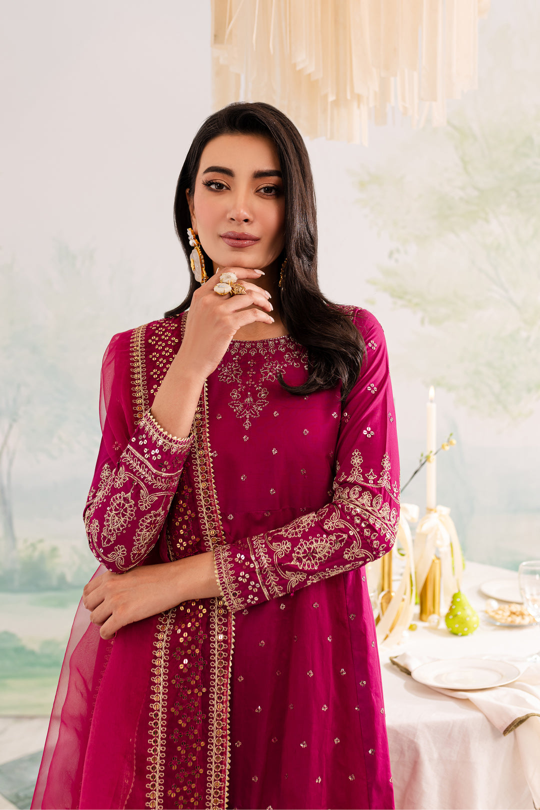 Pink Shine 3Pc - Embroidered Lawn Dress