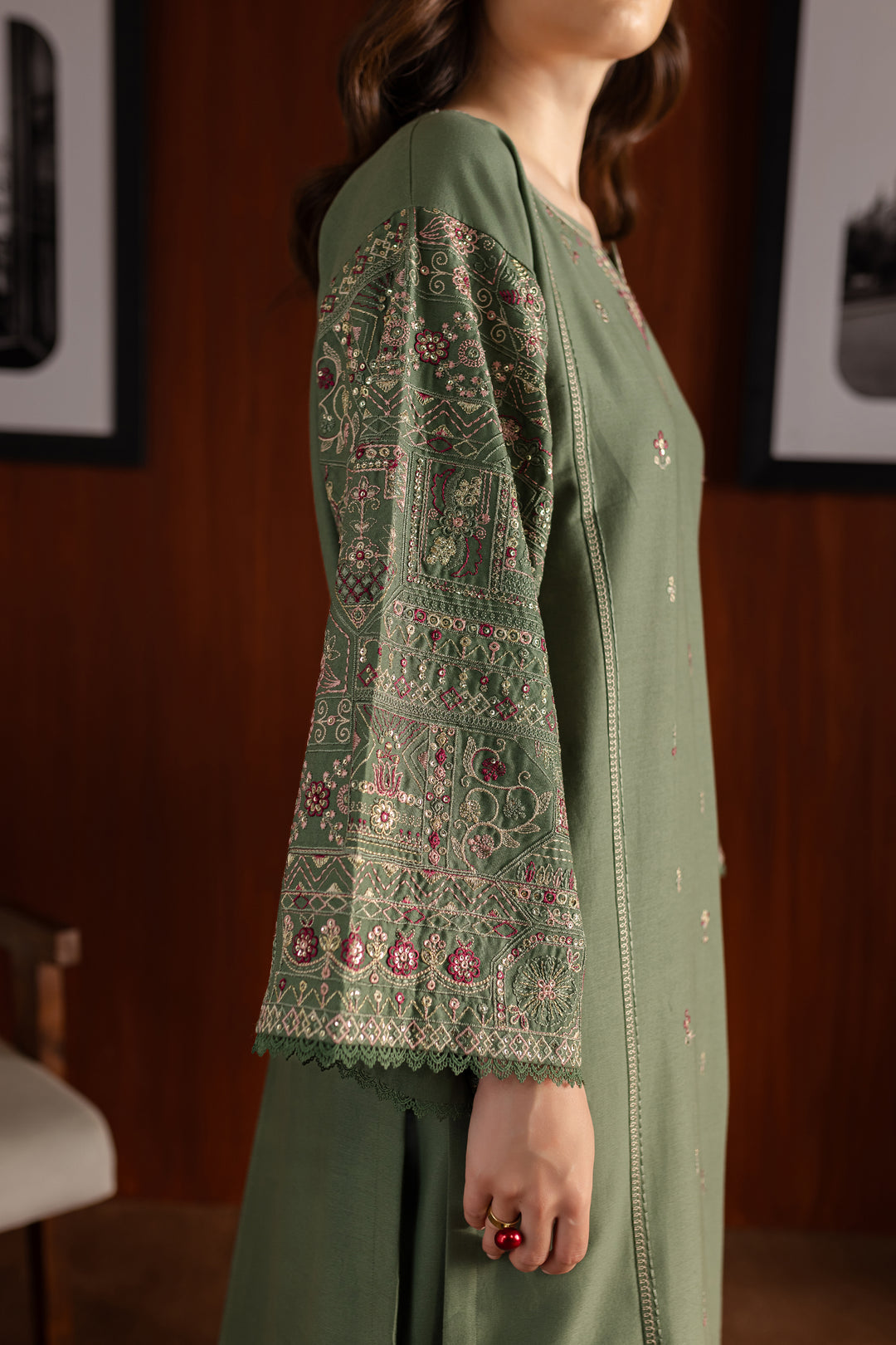 Mila 2Pc - Embroidered Khaddar Dress