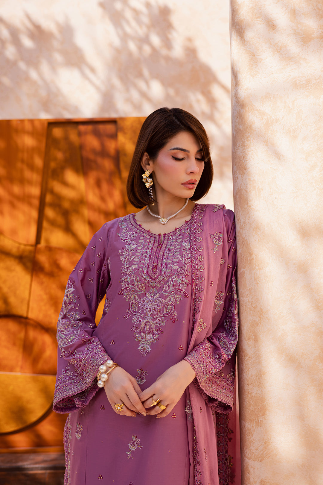 Lina 3Pc - Festive Embroidered Lawn