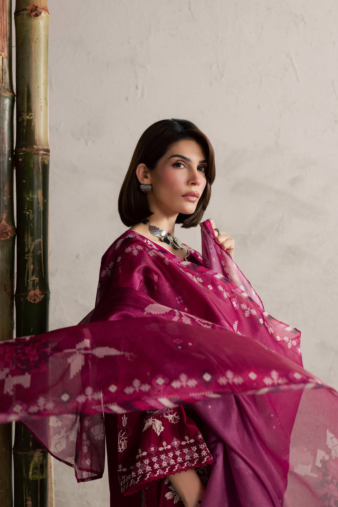 Pink Oliver 3Pc - Festive Embroidered Lawn