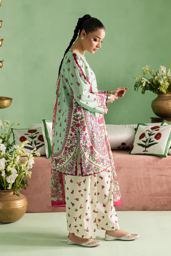 Neena 3Pc - Printed Lawn Dress With Farshi Shalwar