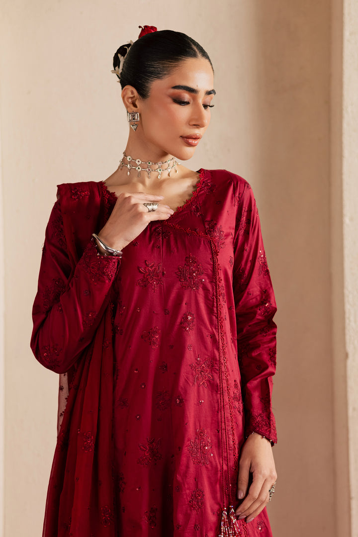 Red Bloom 3Pc - Festive Embroidered Lawn