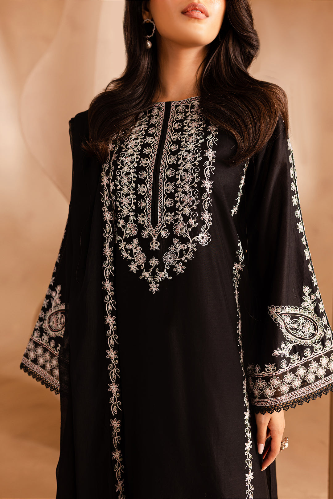 Black Pearl 3Pc - Embroidered Lawn Dress