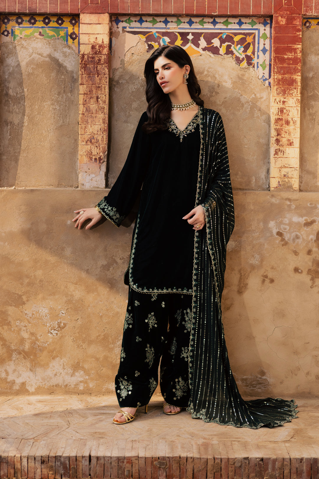 Noble Green 3Pc - Festive Velvet Pret