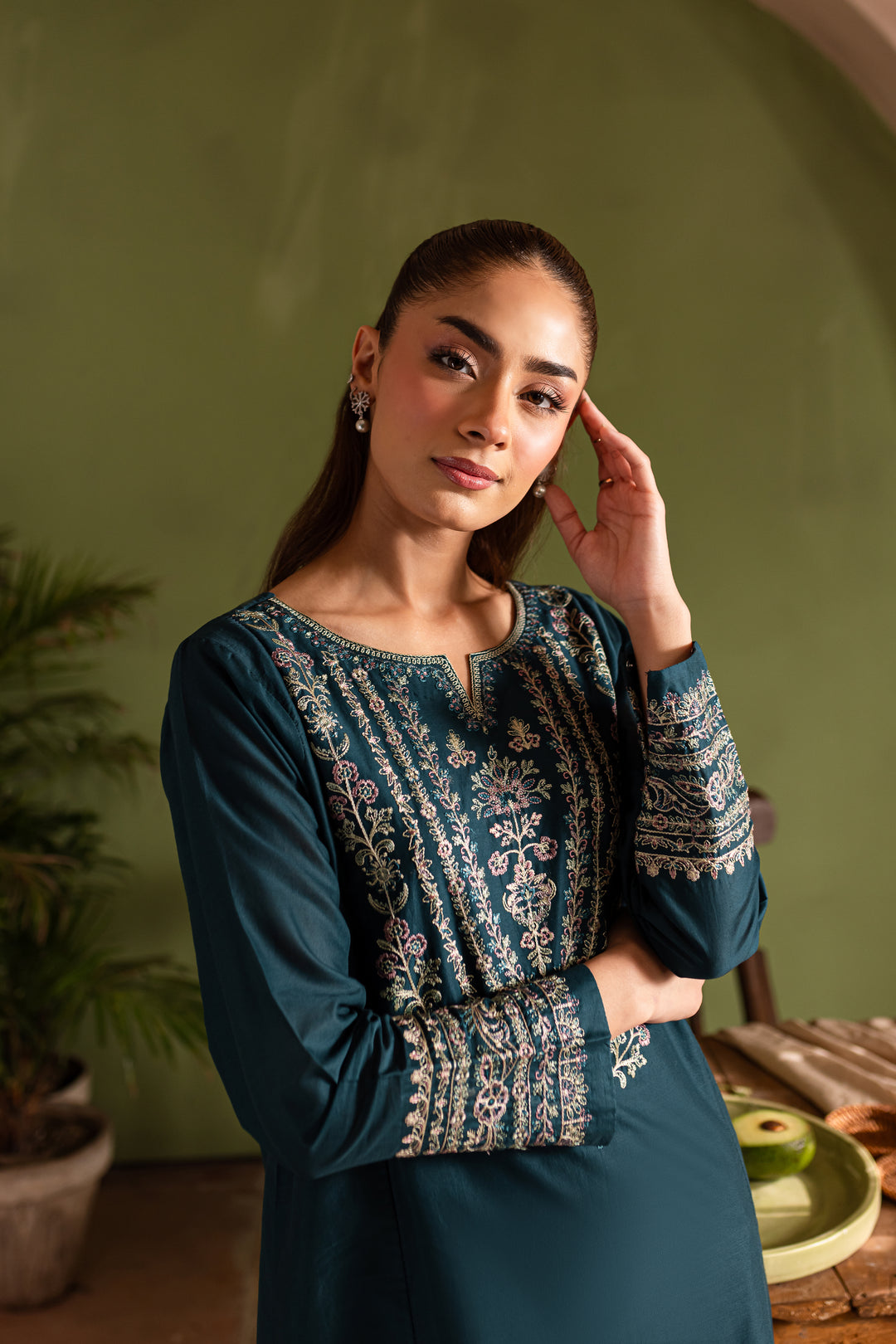 Aqua Pearl 2Pc - Embroidered Lawn Dress