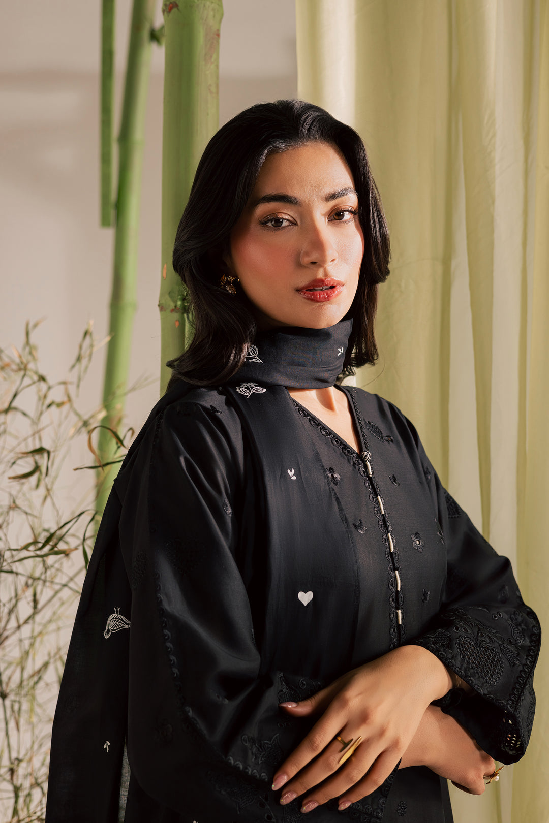 Black Bird 3Pc - Embroidered Lawn Dress