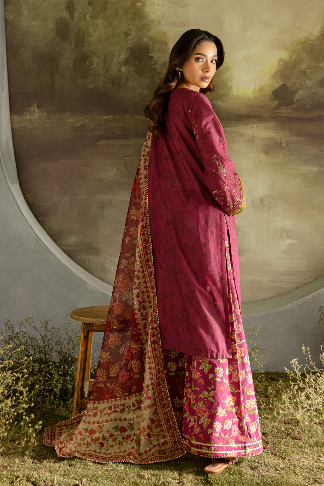 Roma Pink 3Pc - Printed Lawn Dress