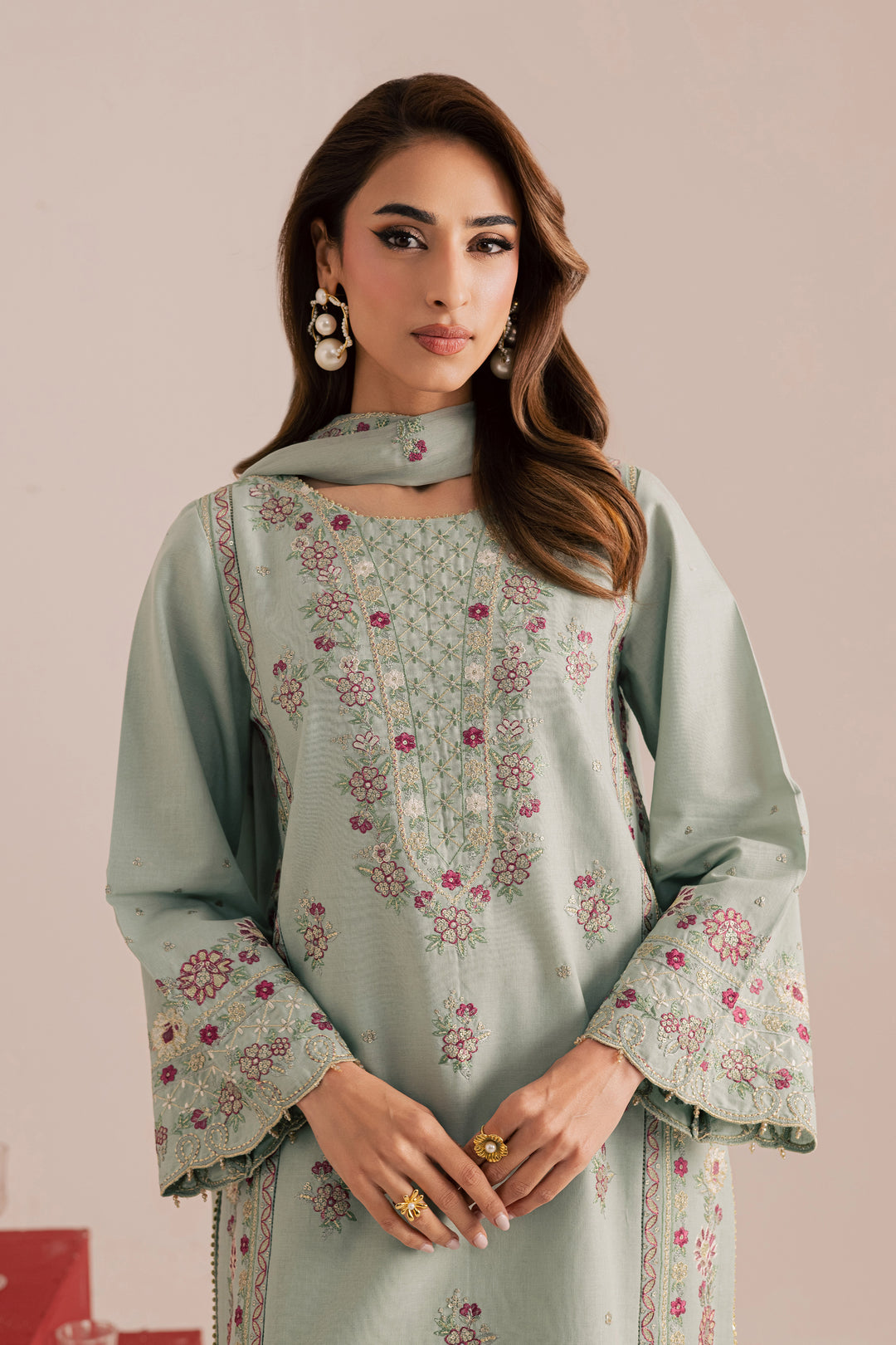 Reena 3Pc - Embroidered Khaddar Dress