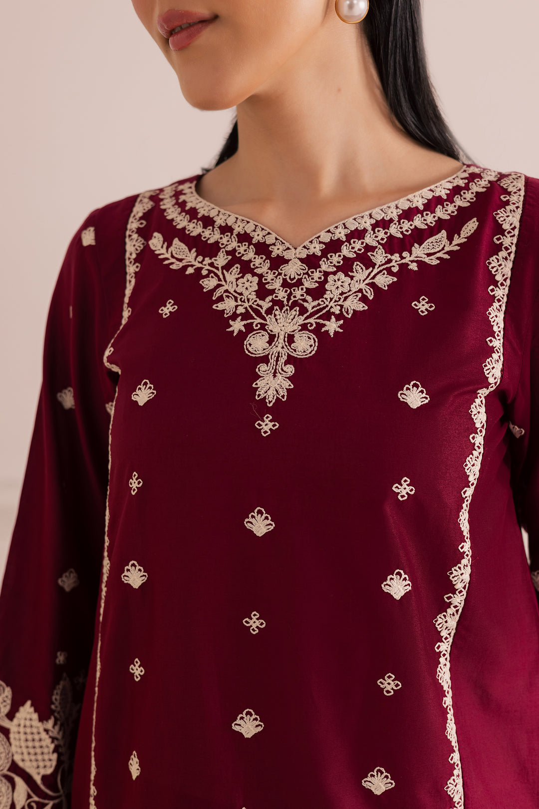 Agean Red 2Pc - Embroidered Casual Pret