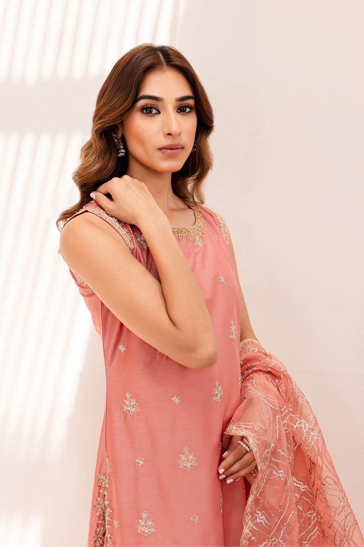 Pink Zerwish 3Pc - Embroidered Luxe PRET - BATIK