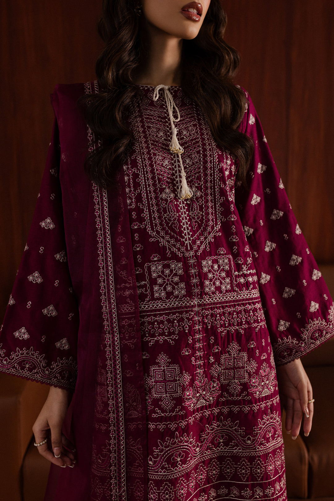 Ava 3Pc - Embroidered Karandi Dress