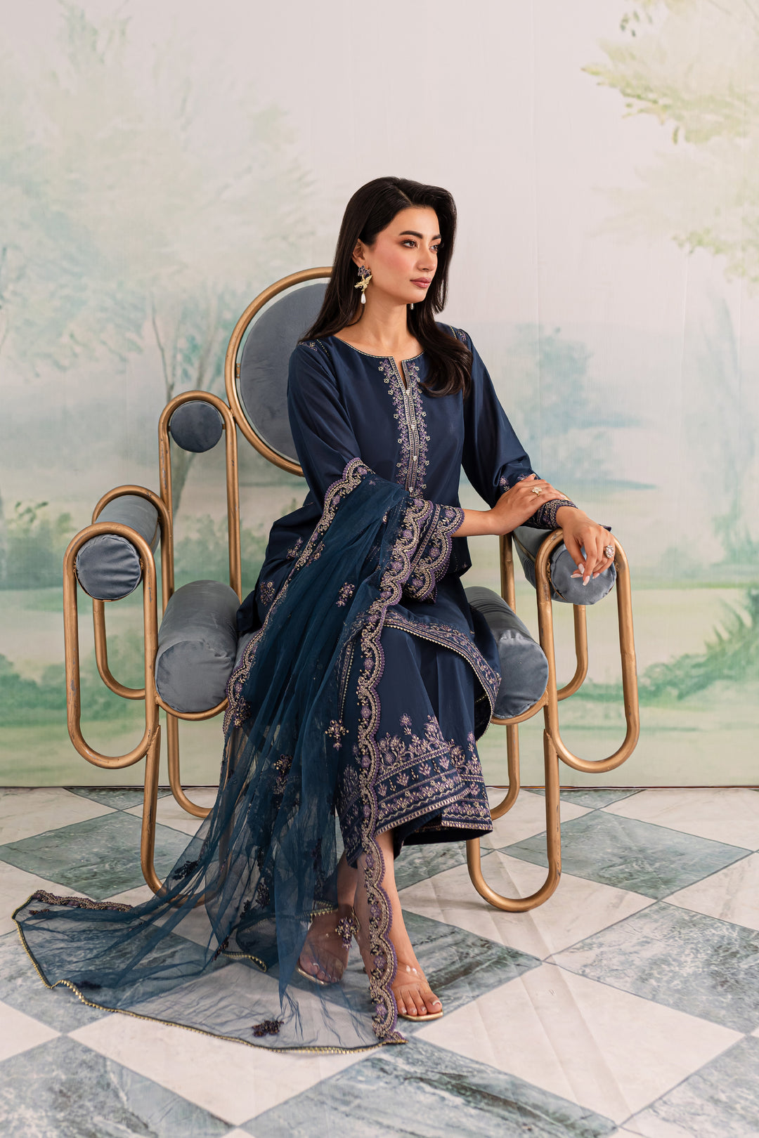 Apollo 3Pc - Embroidered Lawn Dress