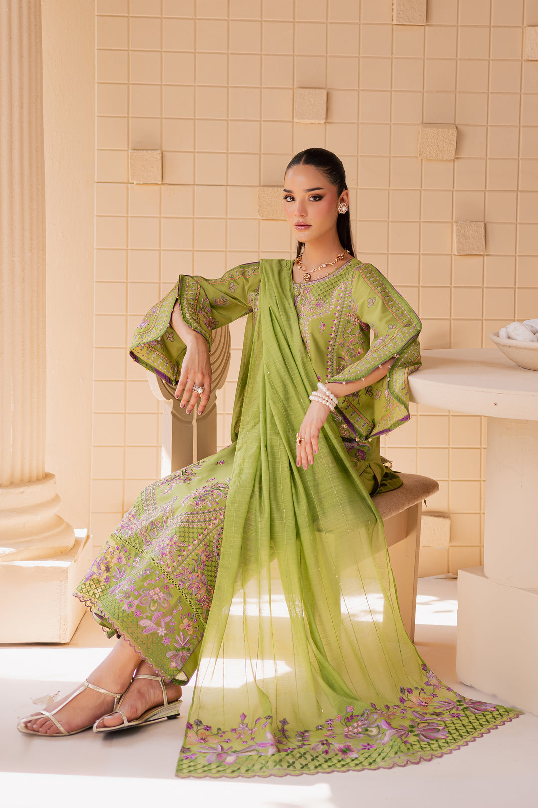 Danica 3Pc - Embroidered Lawn Dress
