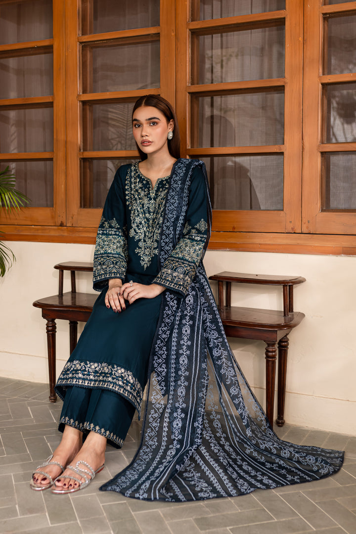 Amari 3Pc - Embroidered Khaddar Dress