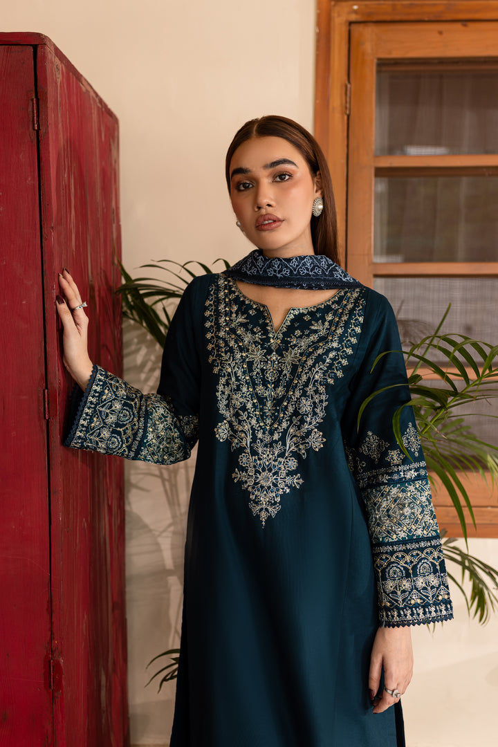 Amari 3Pc - Embroidered Khaddar Dress