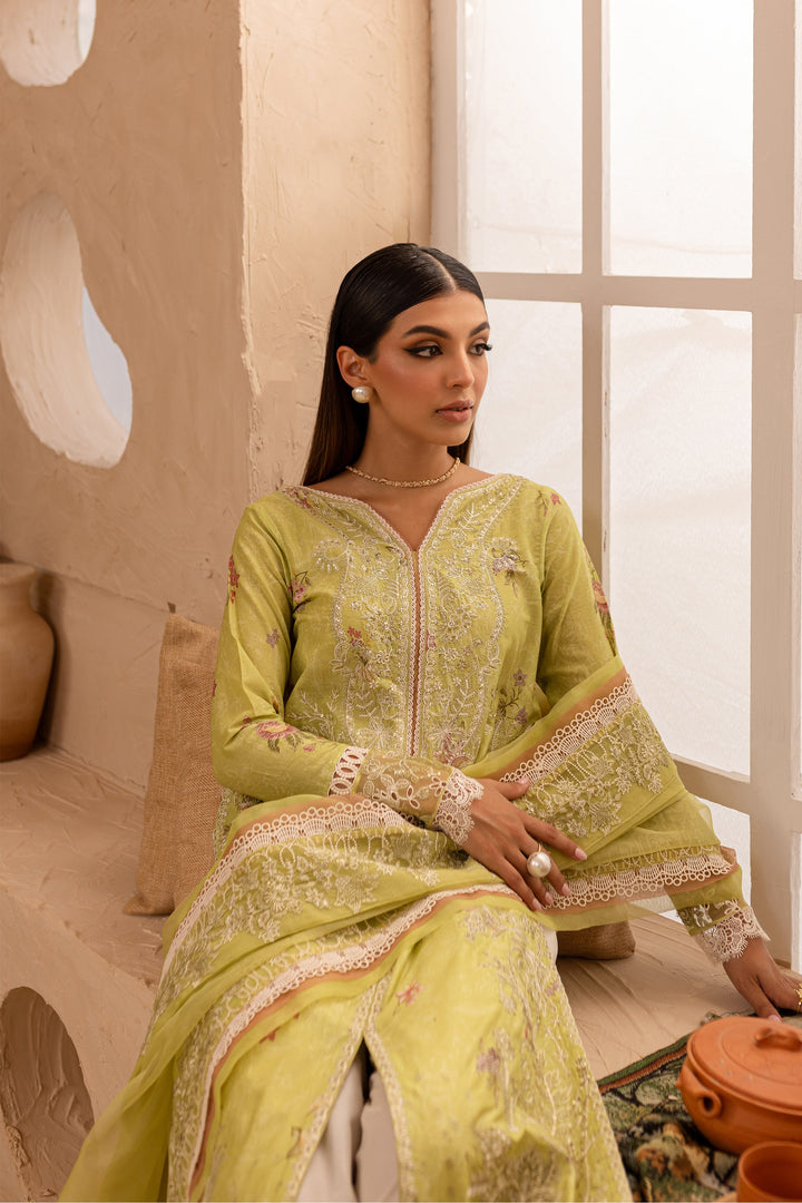 Minty Glaze 3Pc - Embroidered Luxe PRET - BATIK