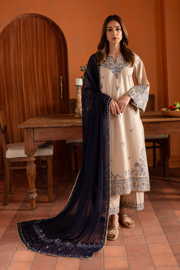 Castaline 3Pc- Embroidered Karandi Dress