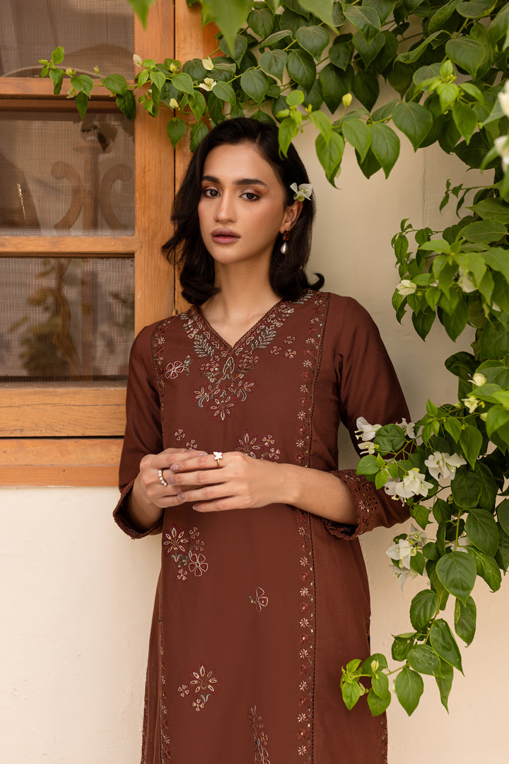 Evana 2Pc - Embroidered Khaddar Dress