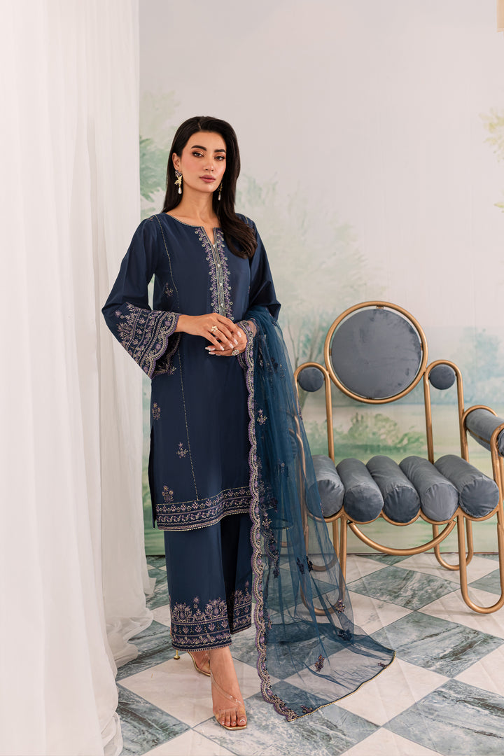 Apollo 3Pc - Embroidered Lawn Dress