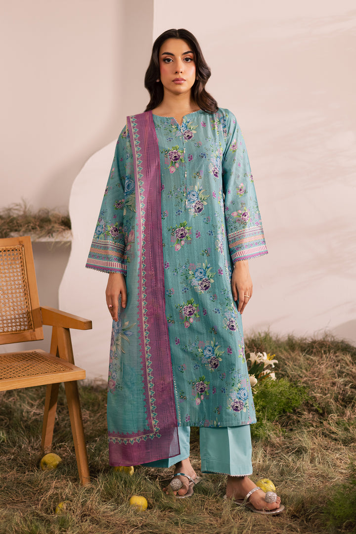 Blue Alcea 3Pc - Printed Lawn Dress