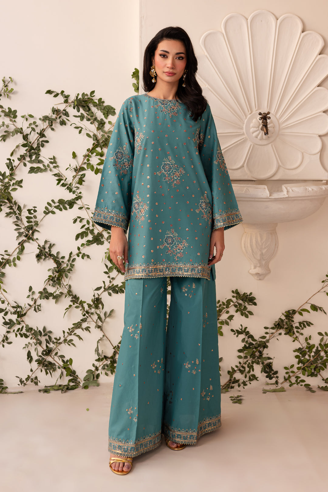 Robbie 2Pc - Embroidered Sharara Pret