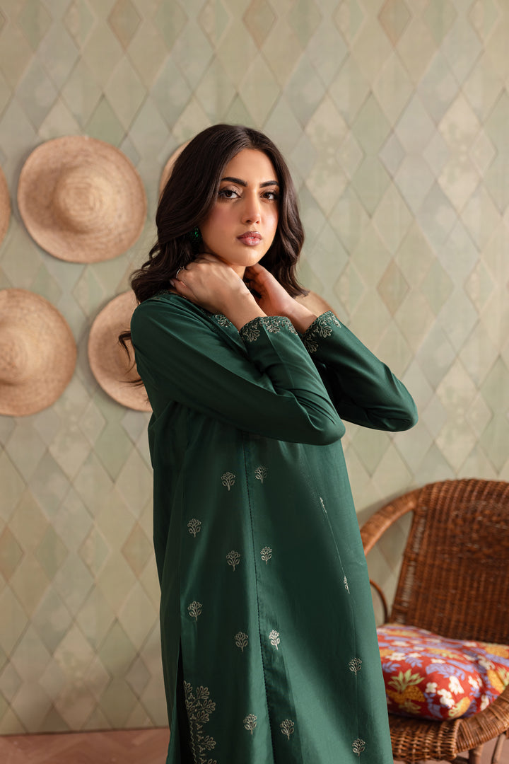 Green Brick 2Pc - Embroidered Lawn Dress