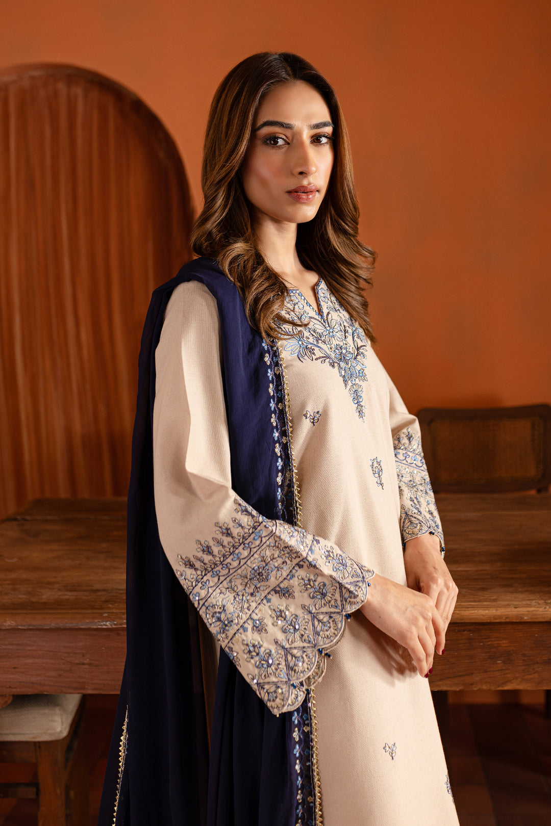 Castaline 3Pc- Embroidered Karandi Dress