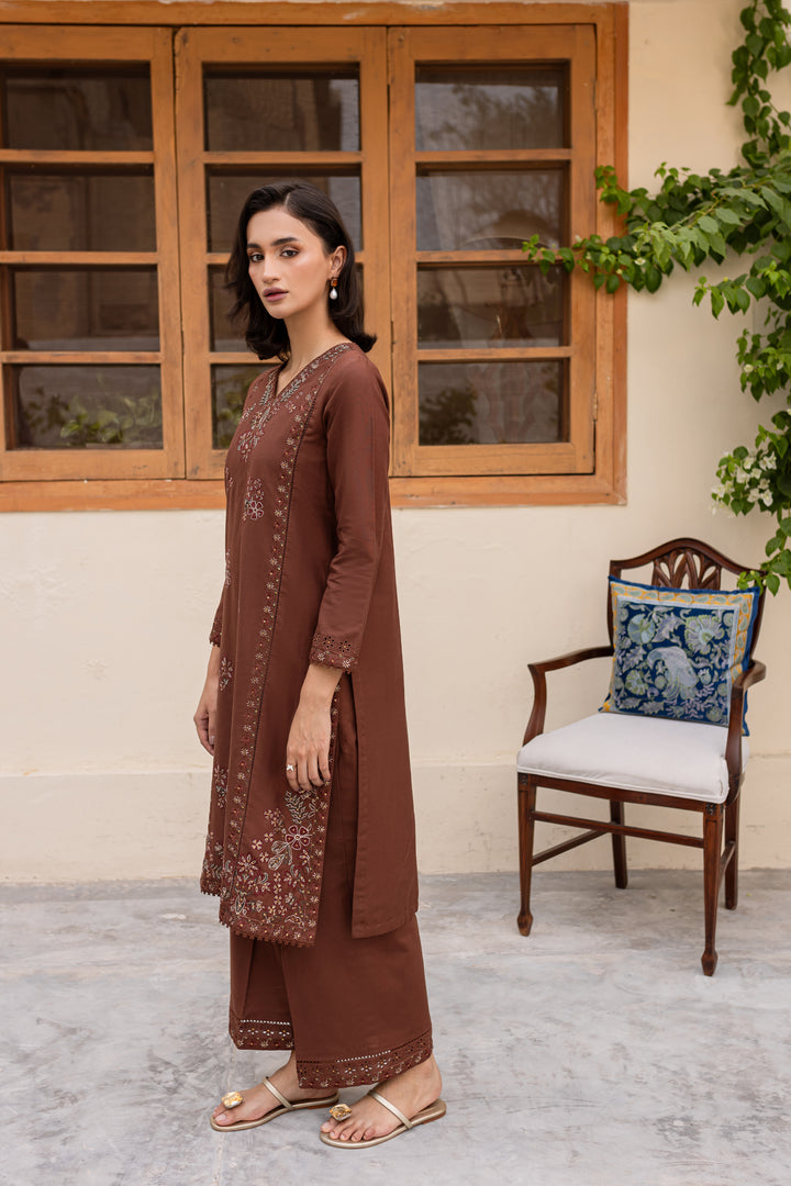 Evana 2Pc - Embroidered Khaddar Dress