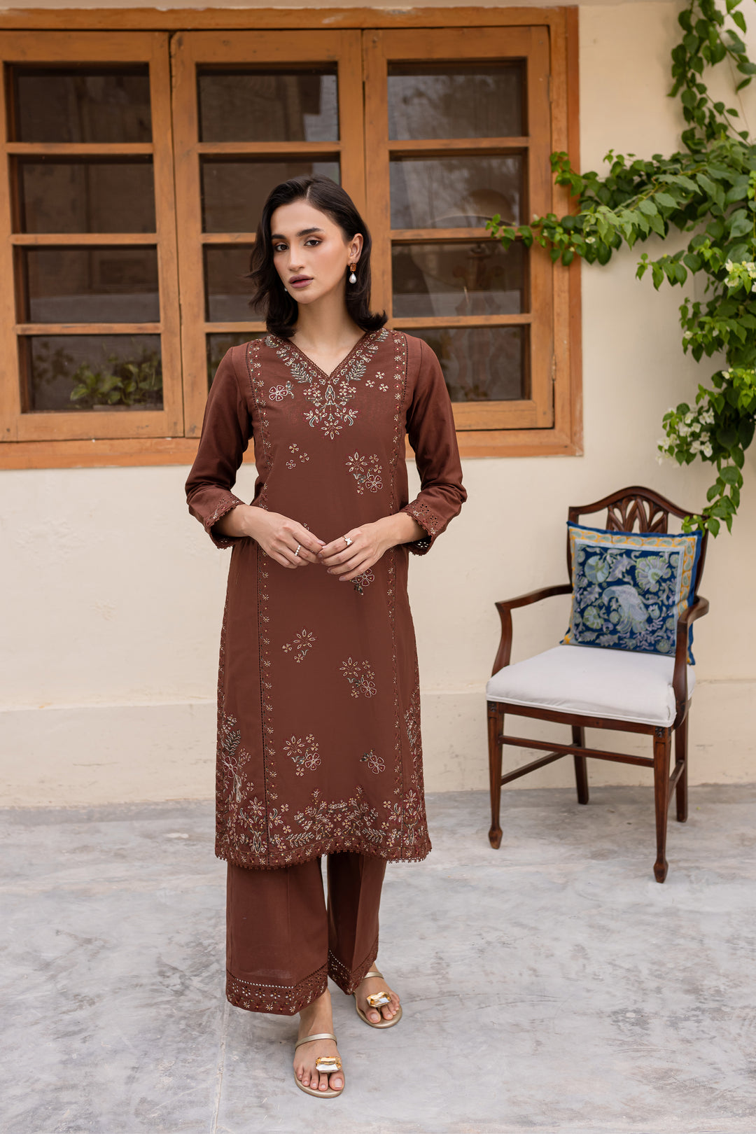 Evana 2Pc - Embroidered Khaddar Dress