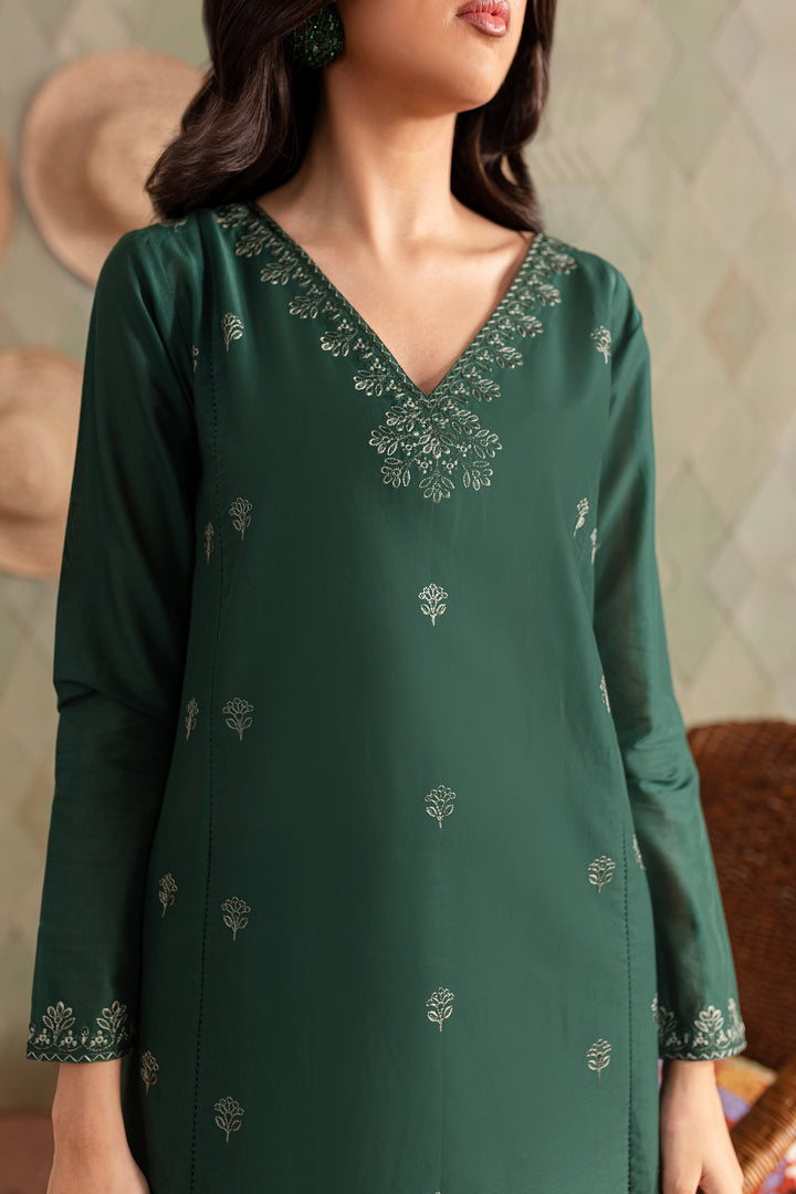 Green Brick 2Pc - Embroidered Lawn Dress