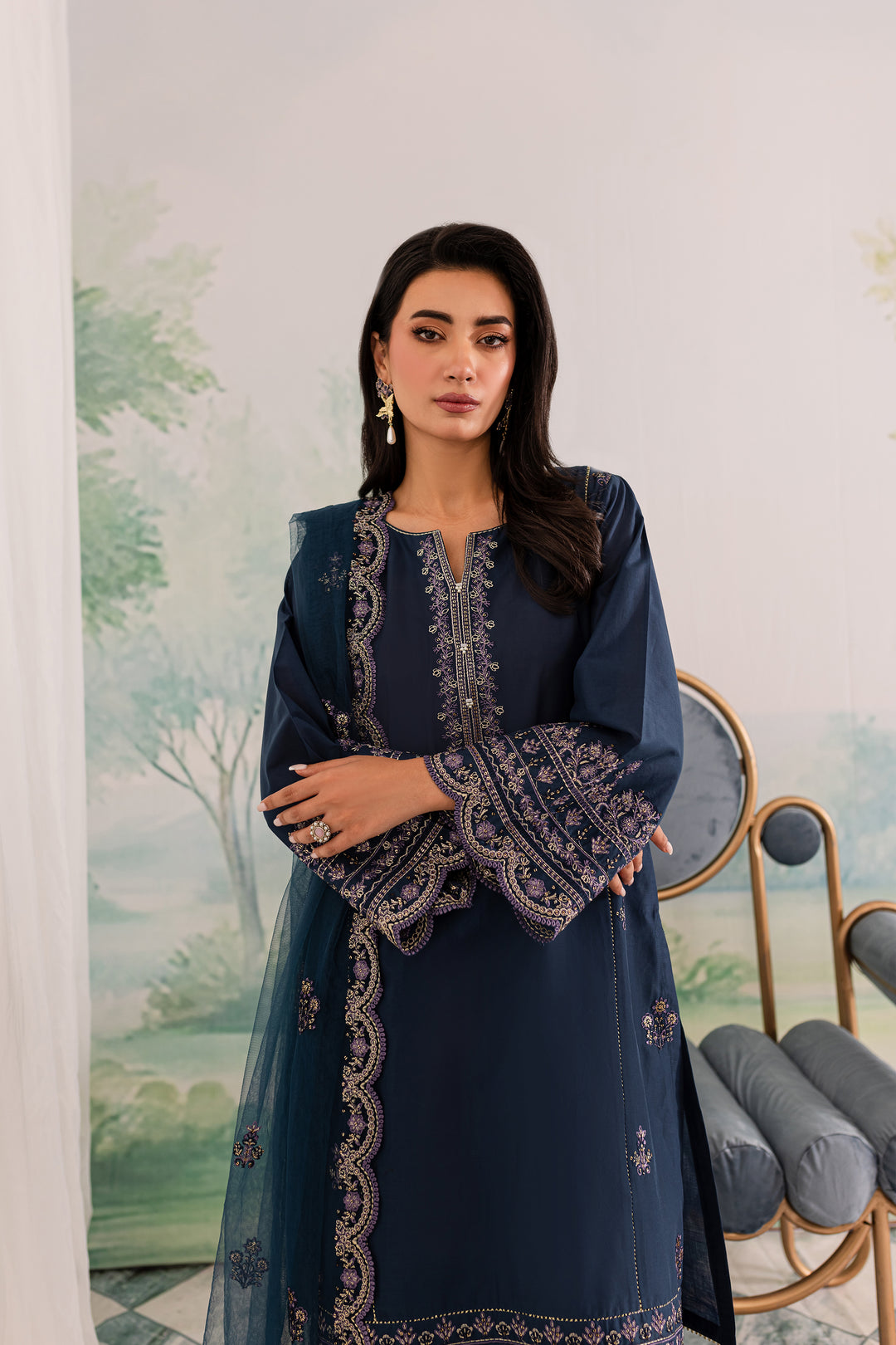 Apollo 3Pc - Embroidered Lawn Dress