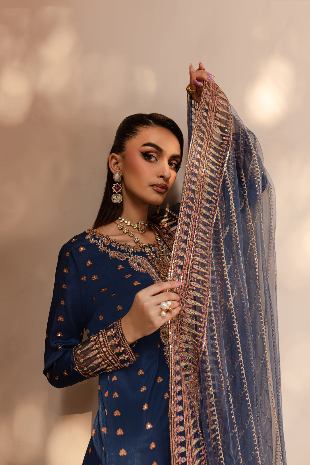 Blue Sapphire 3Pc - Embroidered Luxe PRET