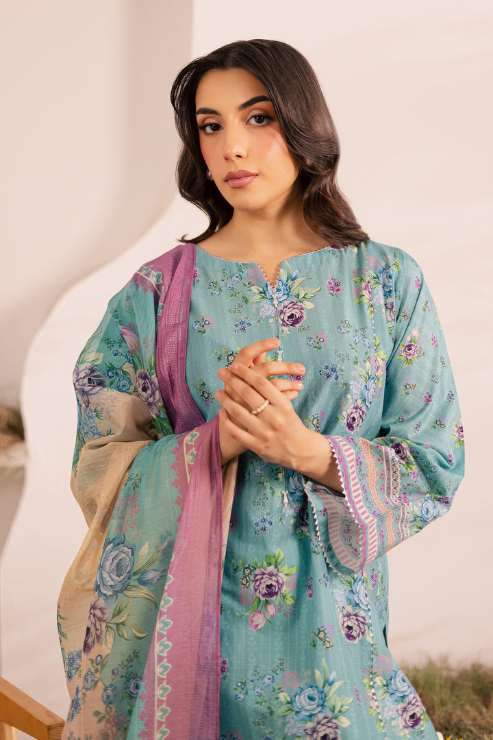 Blue Alcea 3Pc - Printed Lawn Dress