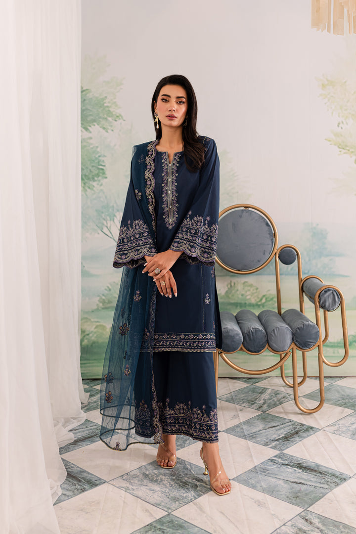 Apollo 3Pc - Embroidered Lawn Dress