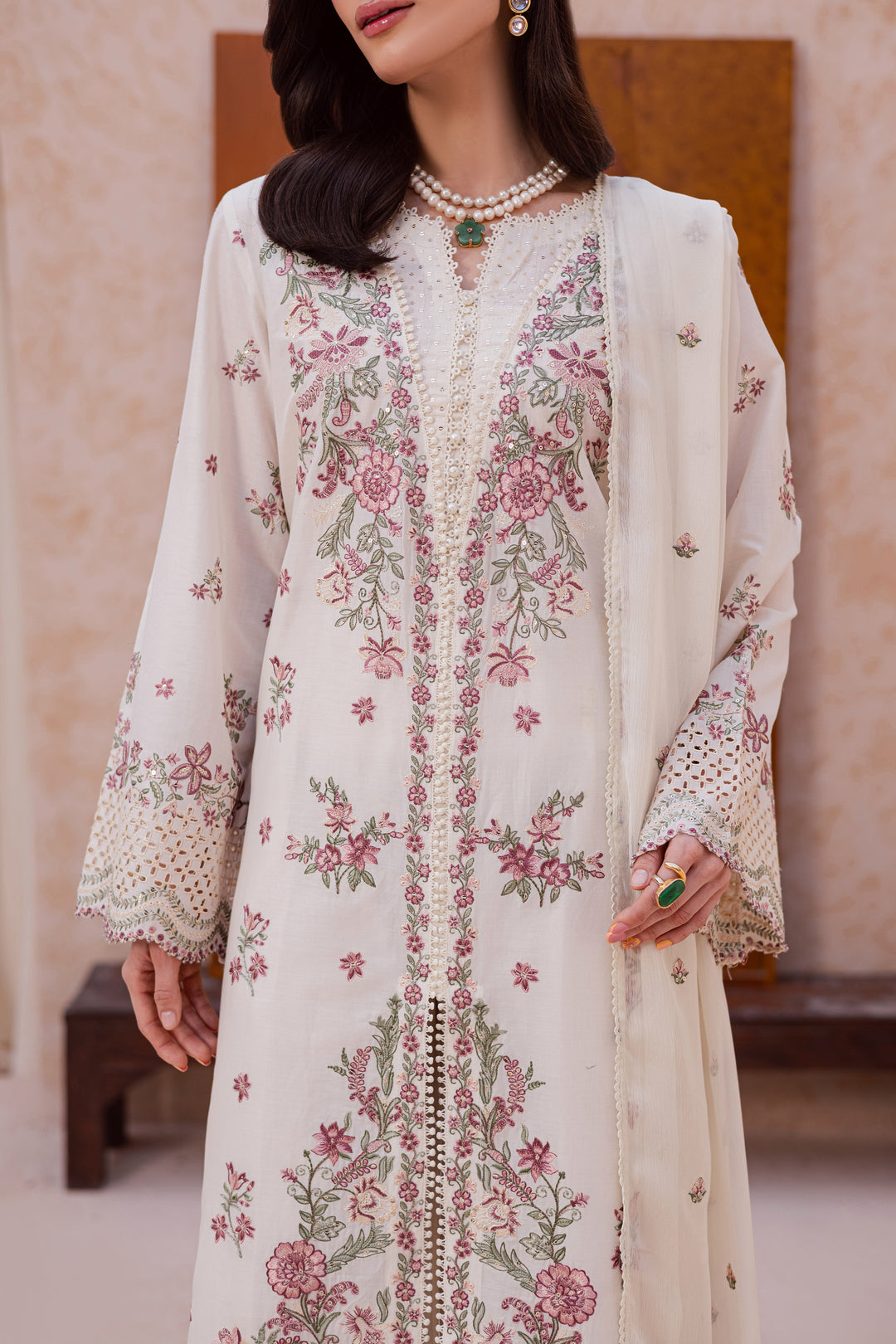 Pearl Dust 3Pc - Festive Embroidered Lawn