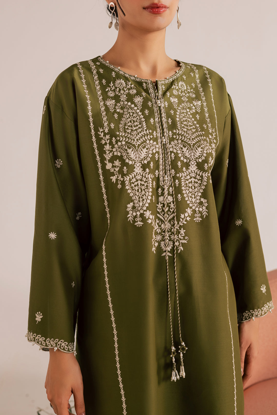 Mina Green 2Pc - Embroidered Lawn Dress