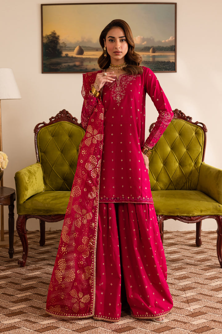 Pink Pixie 3Pc - Embroidered Luxe Pret