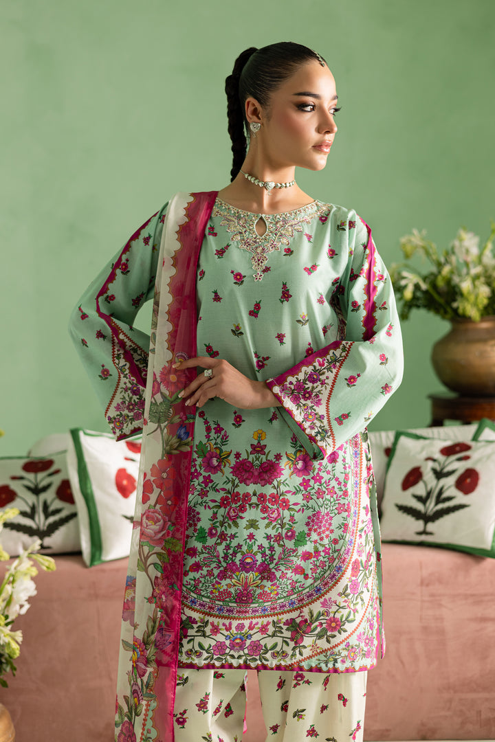 Neena 3Pc - Printed Lawn Dress With Farshi Shalwar