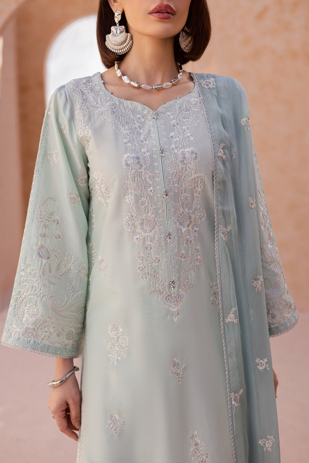 Sea Nahal 3Pc - Festive Embroidered Lawn