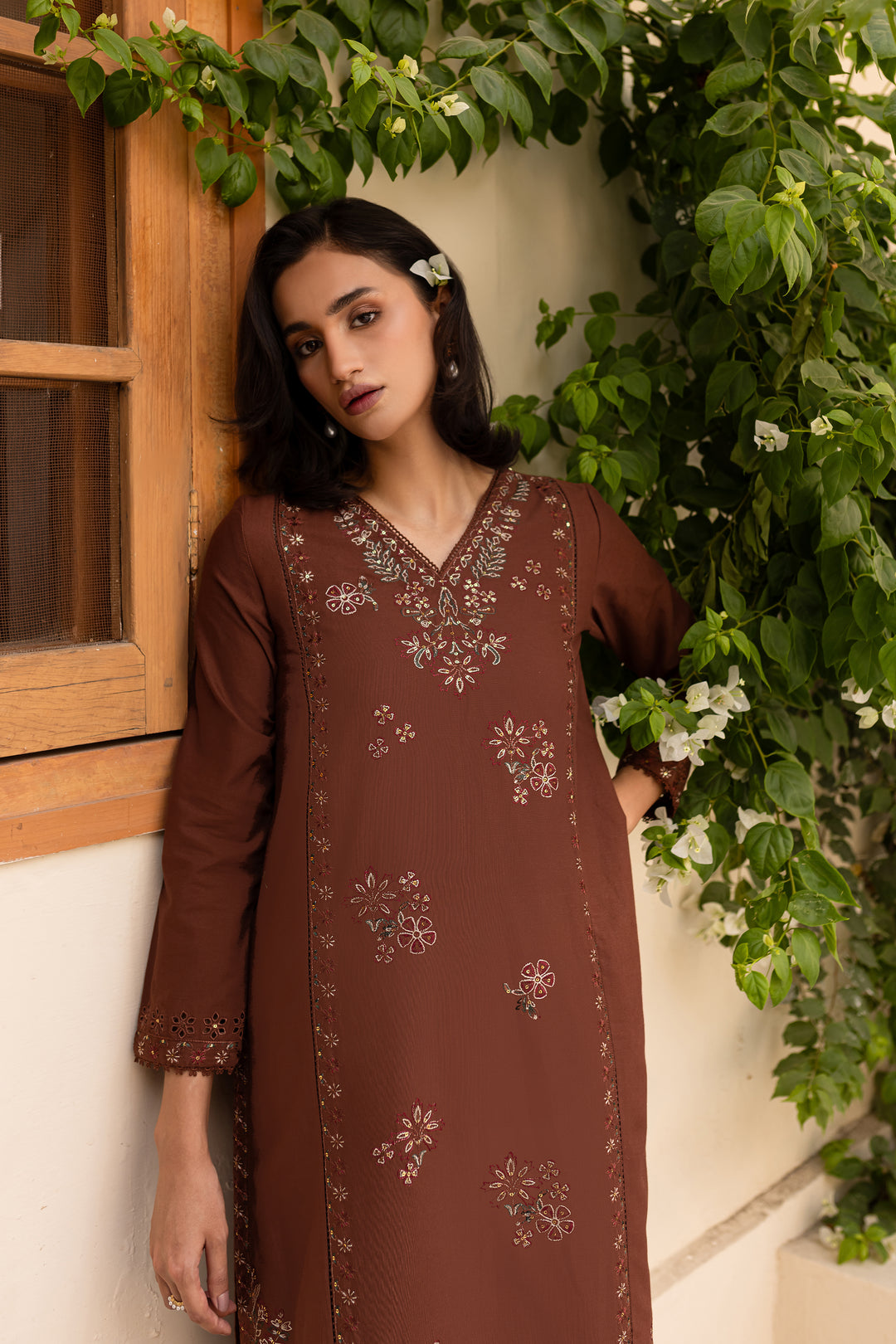 Evana 2Pc - Embroidered Khaddar Dress