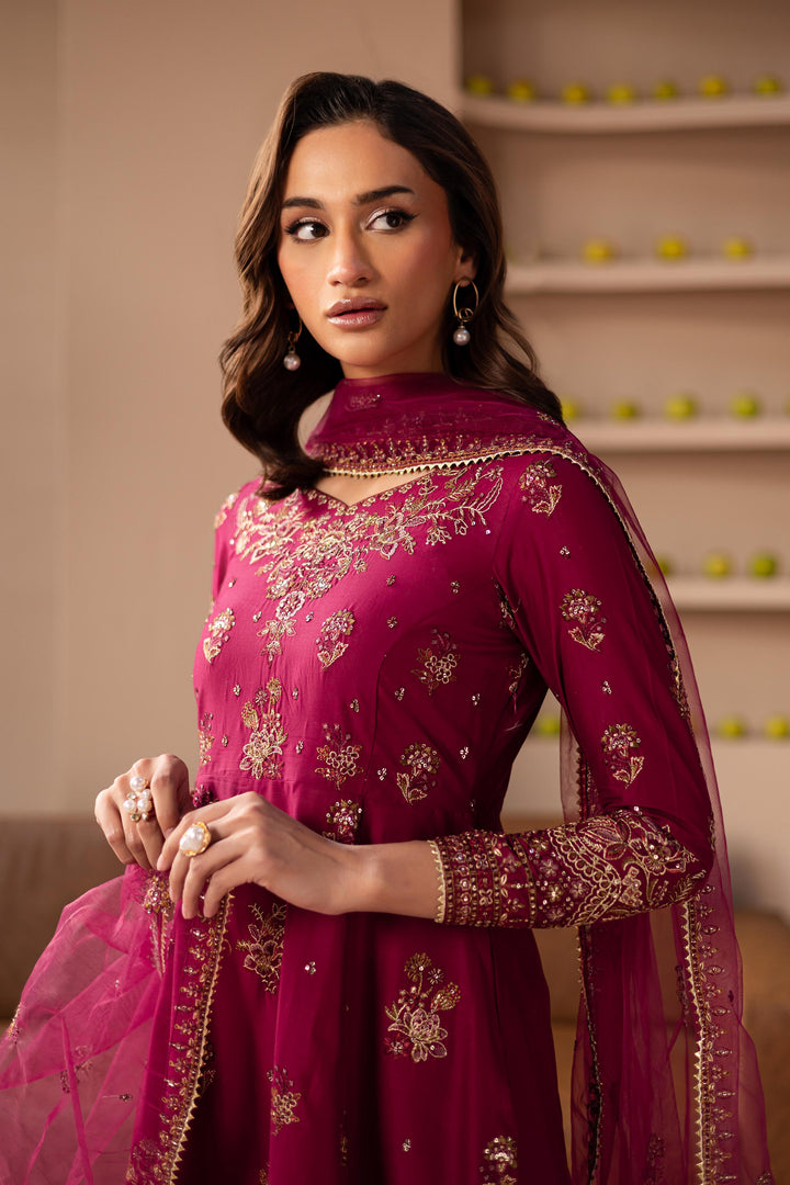 Pink Raisin 3Pc - Embroidered Lawn Dress