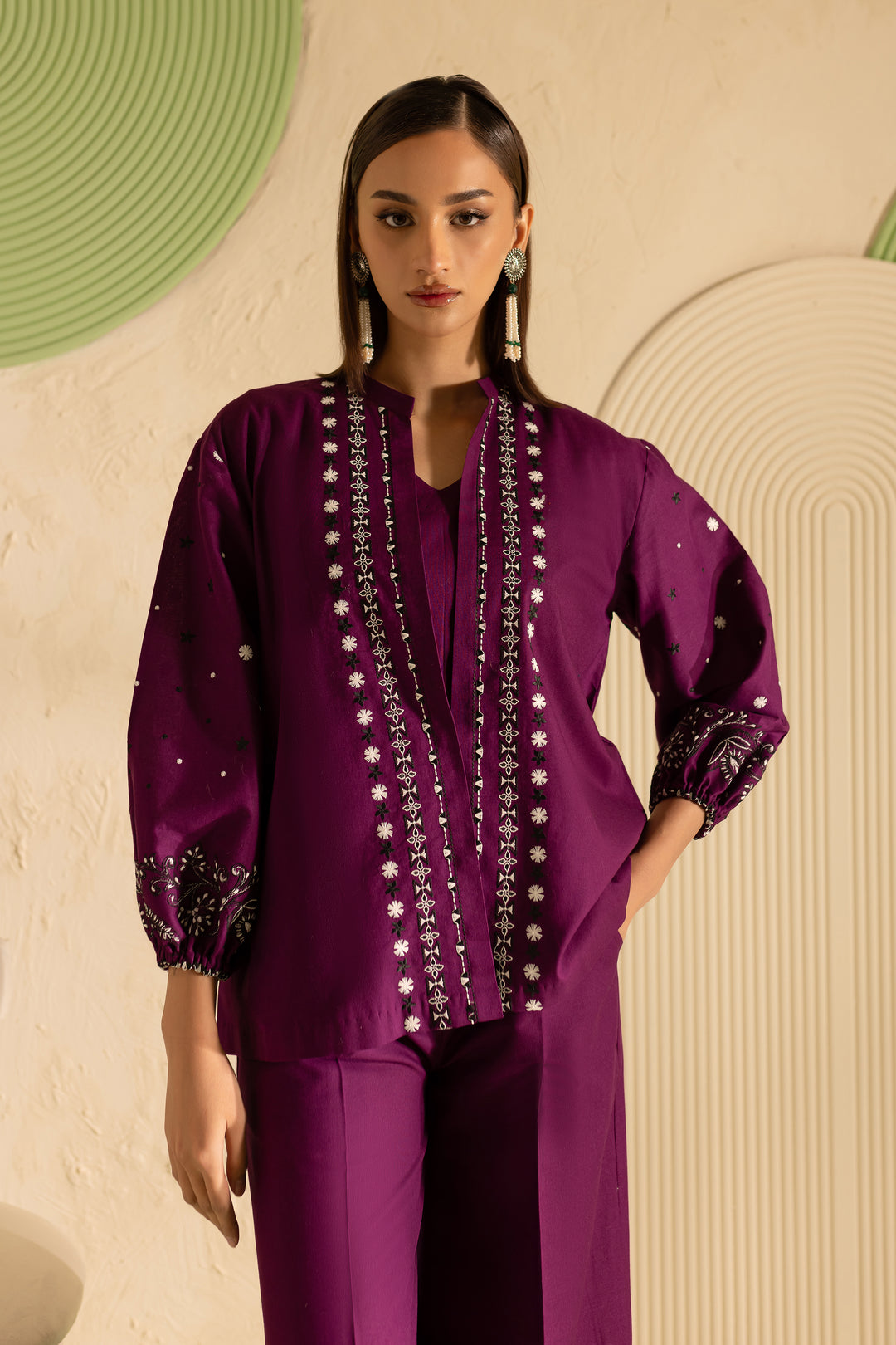 Edwina 3Pc - Embroidered Khaddar Dress