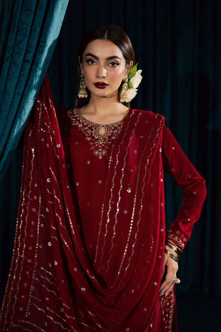 Surkh Gul 3Pc - Velvet Formal Dress