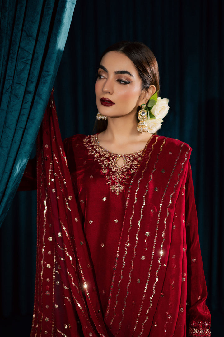 Surkh Gul 3Pc - Velvet Formal Dress