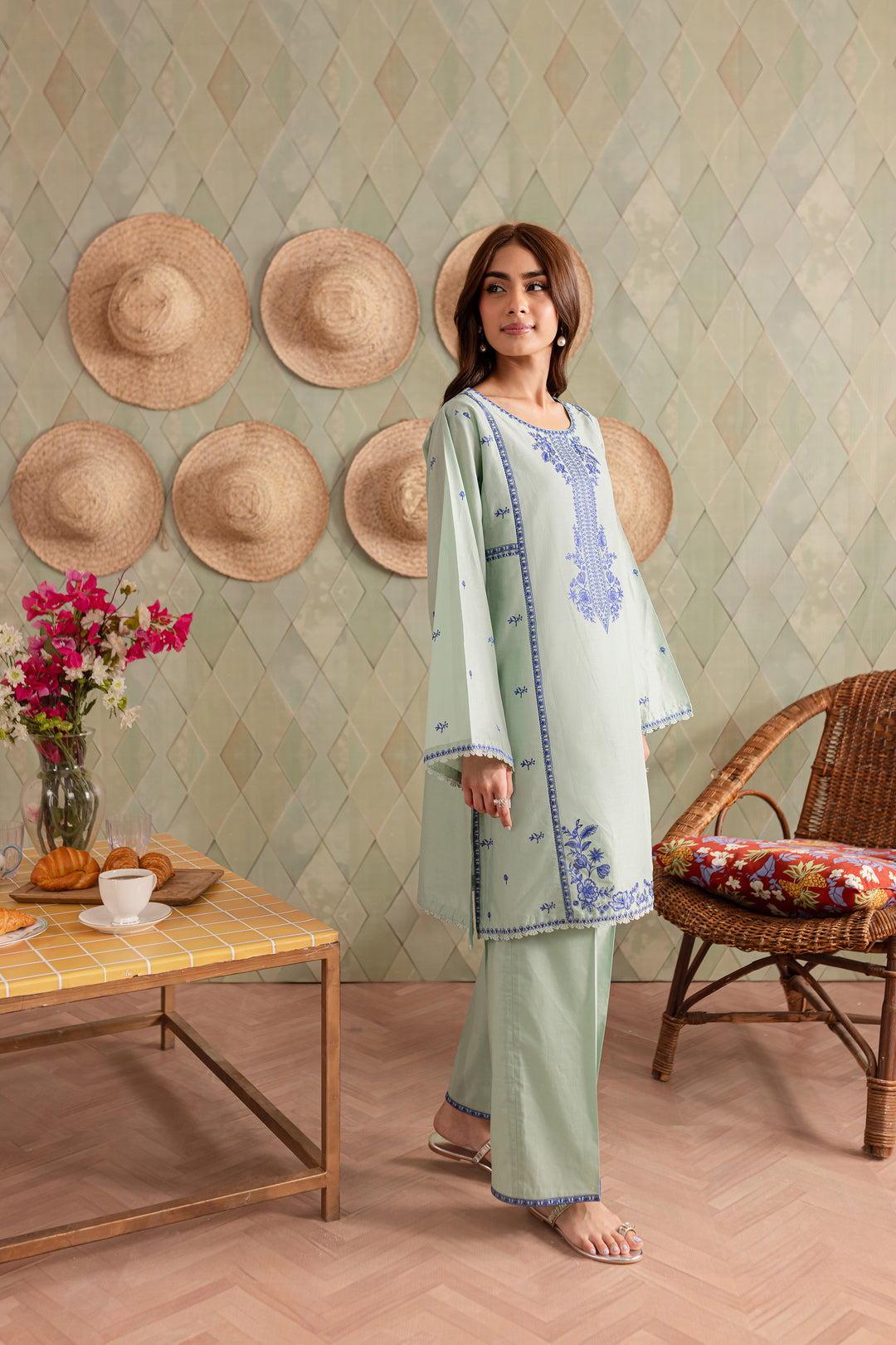 Aina 2Pc - Embroidered Lawn Dress