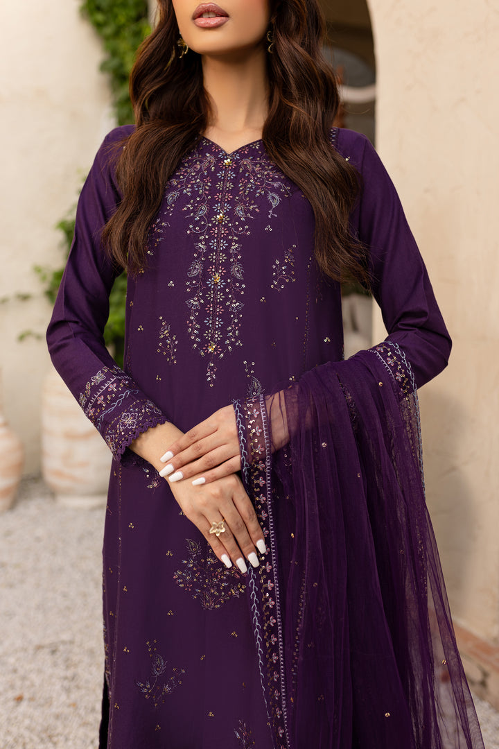 Mal 3Pc - Embroidered Khaddar Dress