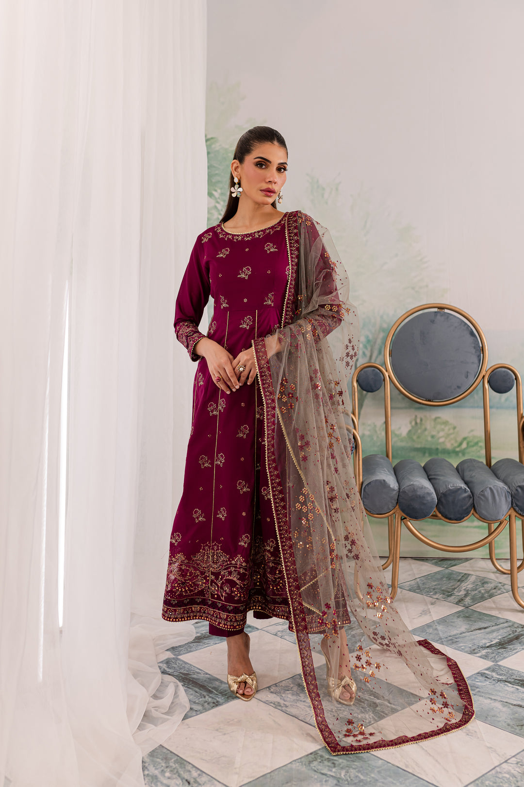 Peridot 3Pc - Embroidered Lawn Dress