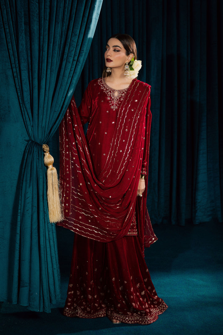 Surkh Gul 3Pc - Velvet Formal Dress