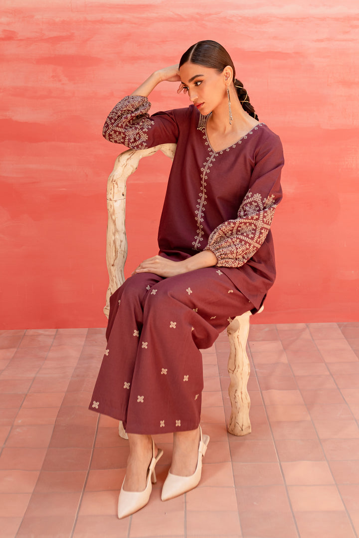 Cora Line 2Pc - Embroidered Khaddar Dress