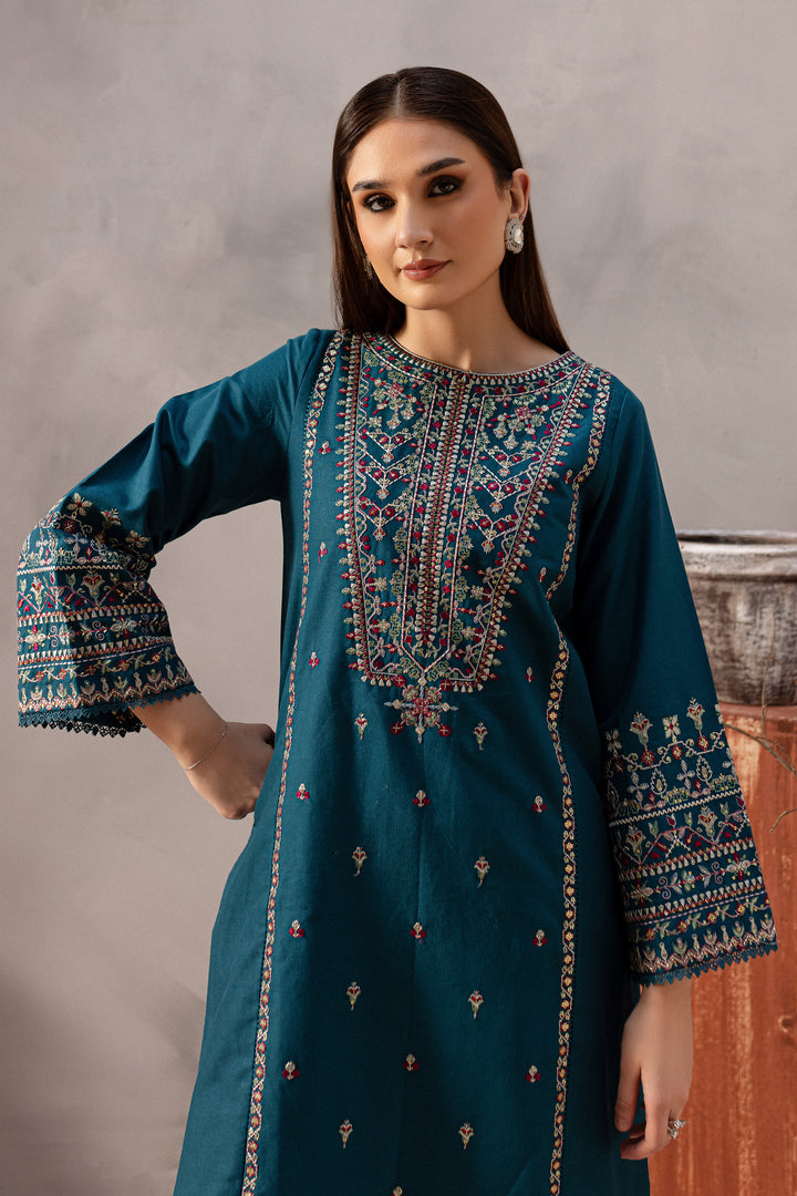 Blue Pearl 2Pc - Embroidered Khaddar Dress